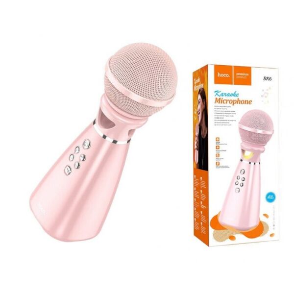 

Караоке микрофон Hoco Hi-song K song microphone Bluetooth 5.0 pink