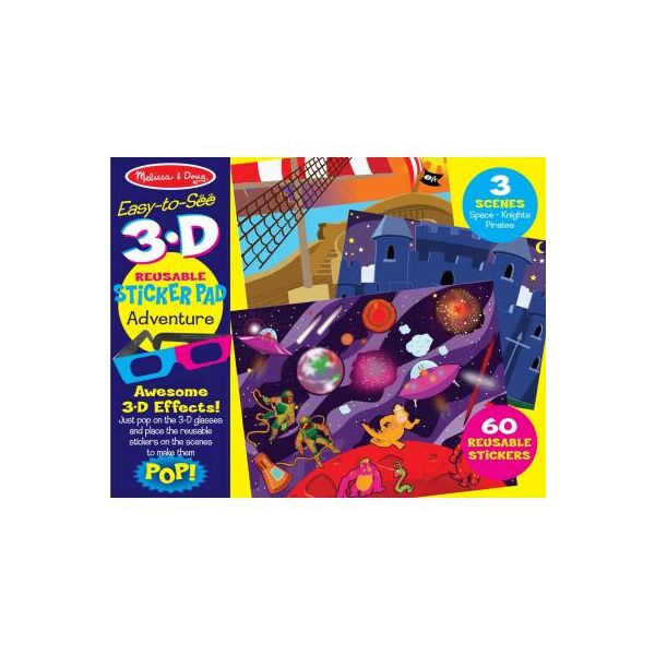 

Набор для творчества Melissa&Doug Многоразовые 3D наклейки с очками Приключения (MD9375)