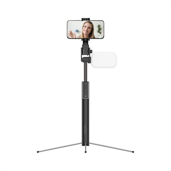 

Селфи-монопод Promate MediaPod с LED подсветкой, 360° сервоприводом, выдвижной треногой и Bluetooth пультом ДУ Black (mediapod.black)