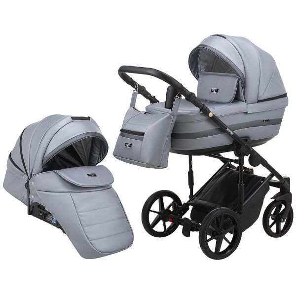 

Коляска 2 в 1 Adamex Rimini ECO кожа 100% RI-243 серый 625255