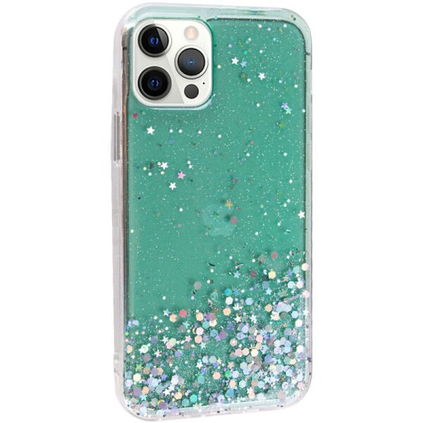 

TPU чехол Star Glitter для iPhone 12 Pro (Прозрачный / Мятный) (1126231)