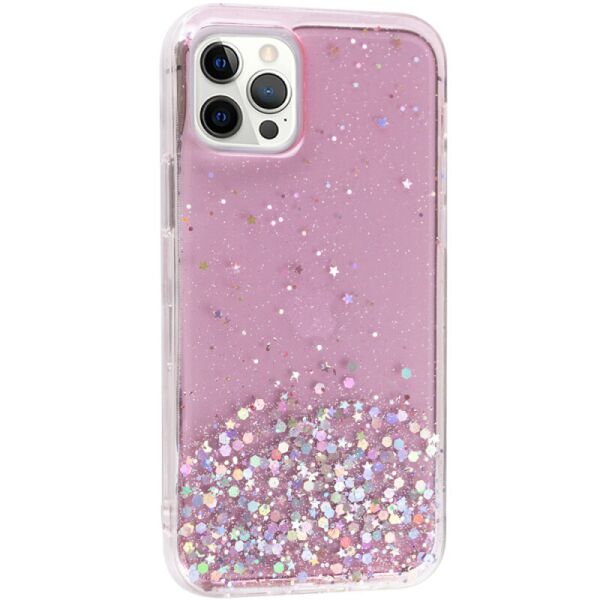 

TPU чехол Star Glitter для iPhone 12 (Прозрачный / Розовый) (100072525)