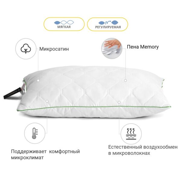 

Подушка Mirson Eco Memory 1468 60х60 см (Средняя) украина-италия, хлопок