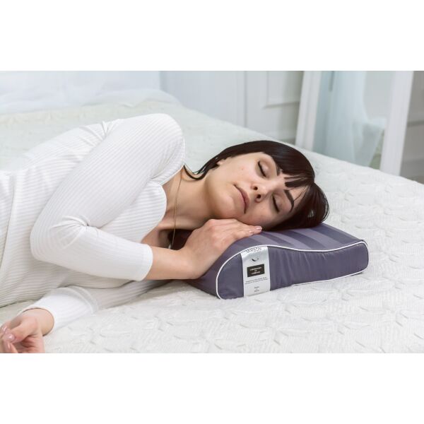 

Подушка ортопедическая MirSon №7066 Elite Noble stripe Graphite KIDDY Boy 50х29х5/8 италия, пена memory soft