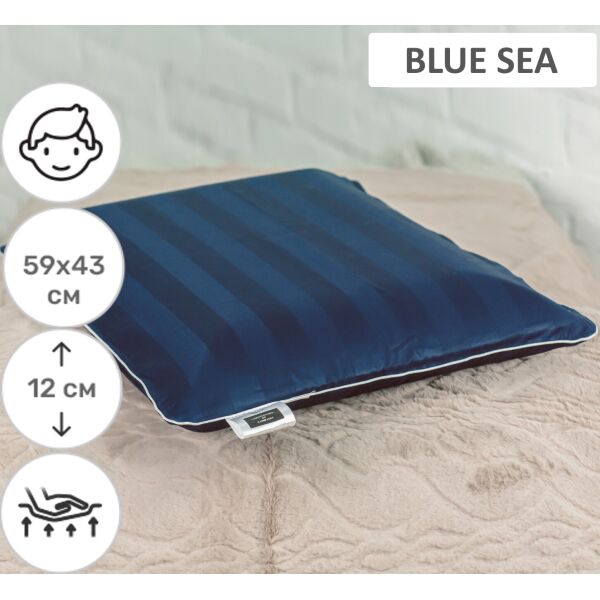 

Подушка ортопедическая MirSon №6048 Noble stripe Blue sea MEN 59х43х12 см италия, пена memory soft