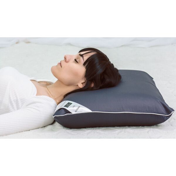 

Подушка ортопедическая MirSon №7005 Elite Delicate Satin Iron Grey Women 59х43х10 см италия, пена memory foam