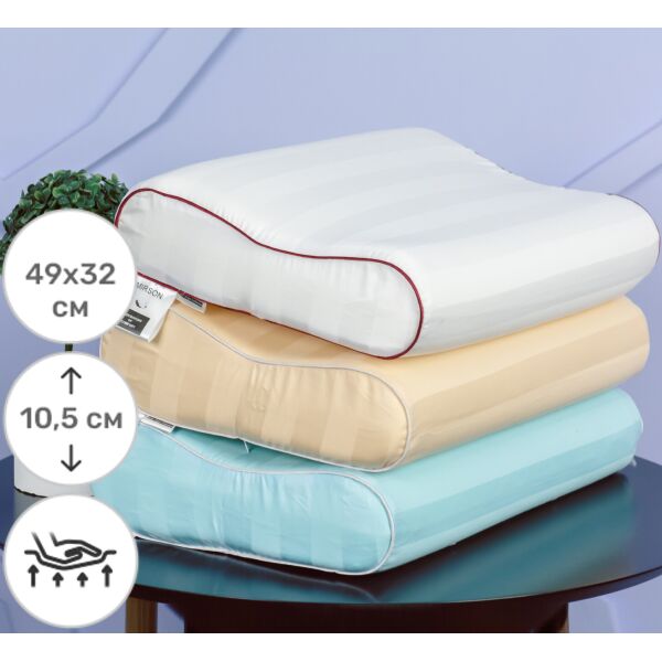 

Подушка ортопедическая MirSon №6090 Noble stripe Blue sea 49х32х10.5 см италия, пена memory soft