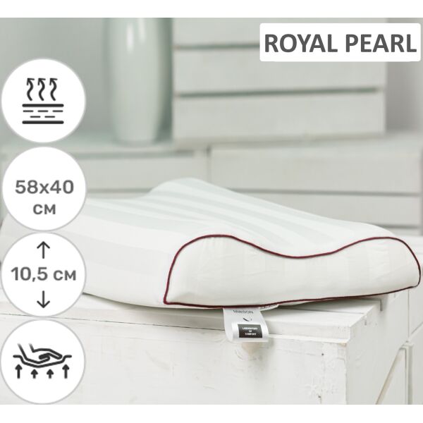 

Подушка ортопедическая MirSon №6024 Noble stripe Royal Pearl AERO 58х40х10.5 см италия, пена memory soft