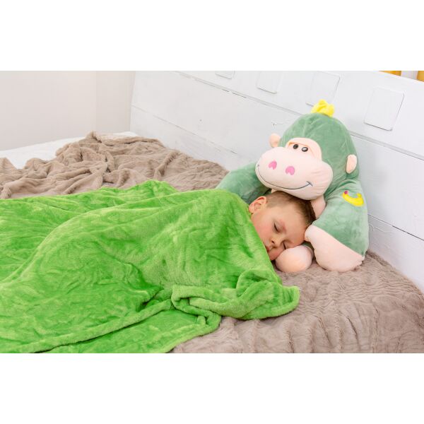 

Плед MirSon детский 1070 Monkey Green + подушка 120х160 см италия, флис