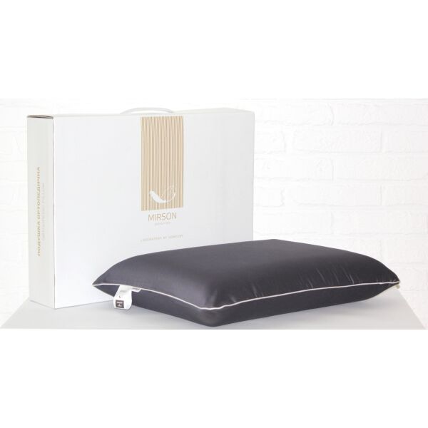 

Подушка ортопедическая MirSon №7026 Elite Delicate Satin Iron Grey Men 59х43х12 см италия, пена memory foam