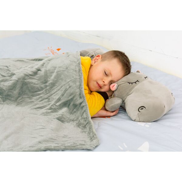 

Плед MirSon детский 1054 Hippopotamus Gray + подушка 100х160 см италия, флис