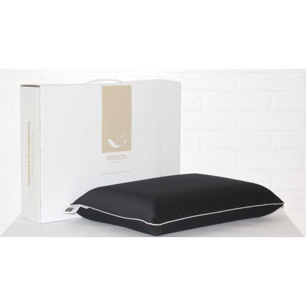

Подушка ортопедическая MirSon №7027 Elite Delicate Satin Black Pearl Men 59х43х12 см италия, пена memory foam