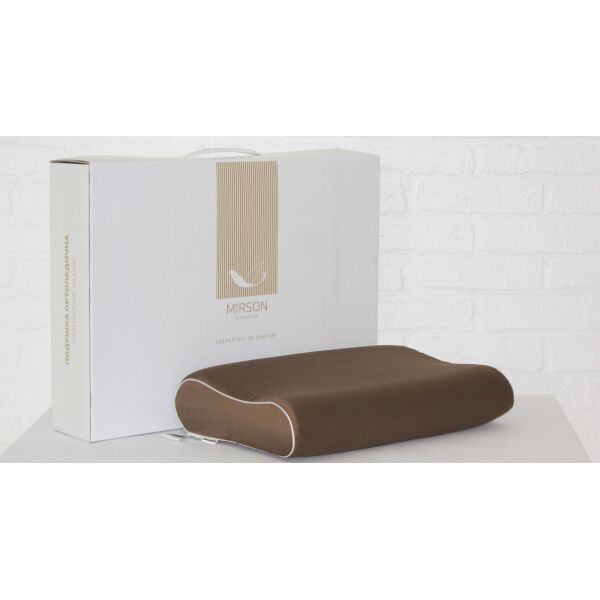 

Подушка ортопедическая MirSon №7055 Elite Delicate Satin Cacao 49х32х10,5 италия, пена memory foam