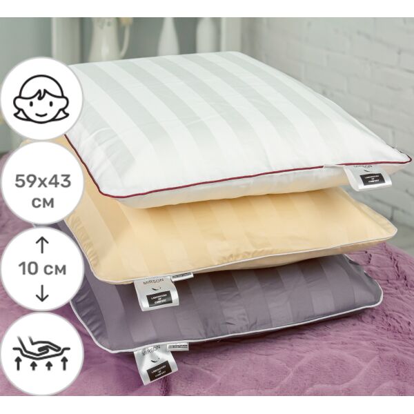 

Подушка ортопедическая MirSon №6065 Noble stripe Сarmela Women 59х43х10 см италия, пена memory soft