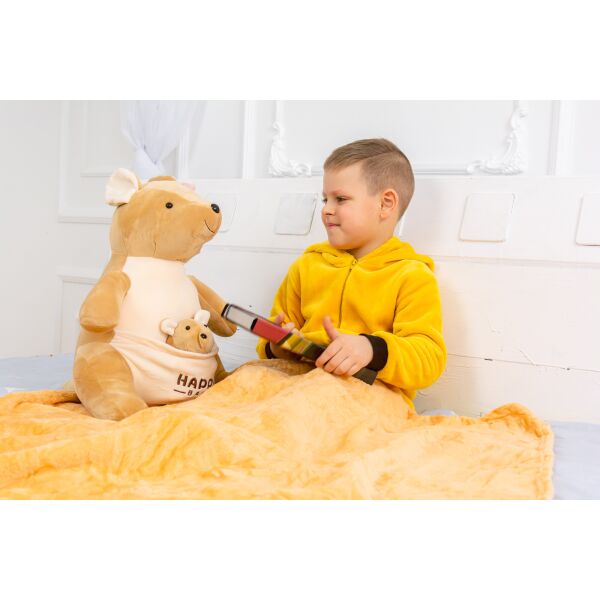 

Плед MirSon детский 1064 Kangaroo Beige + подушка 100х160 см италия, флис