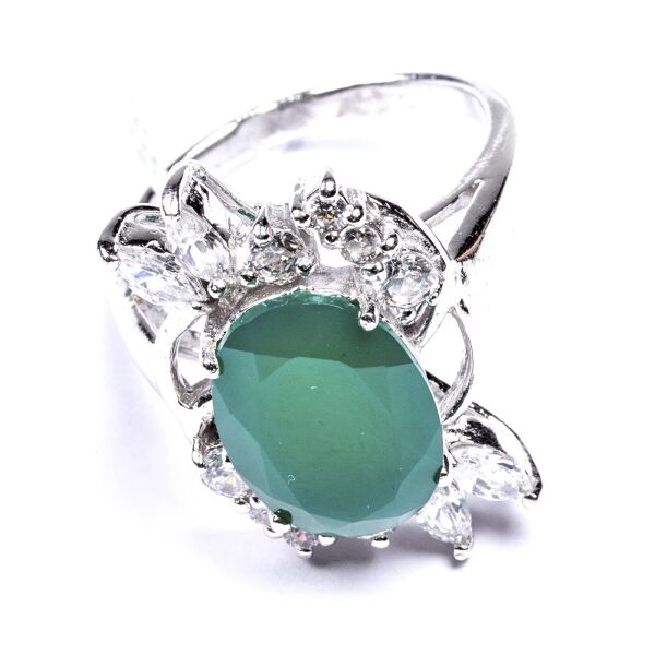 

Кольцо из серебра с агатом и куб. циркониями, размер 17.5 (1645802)