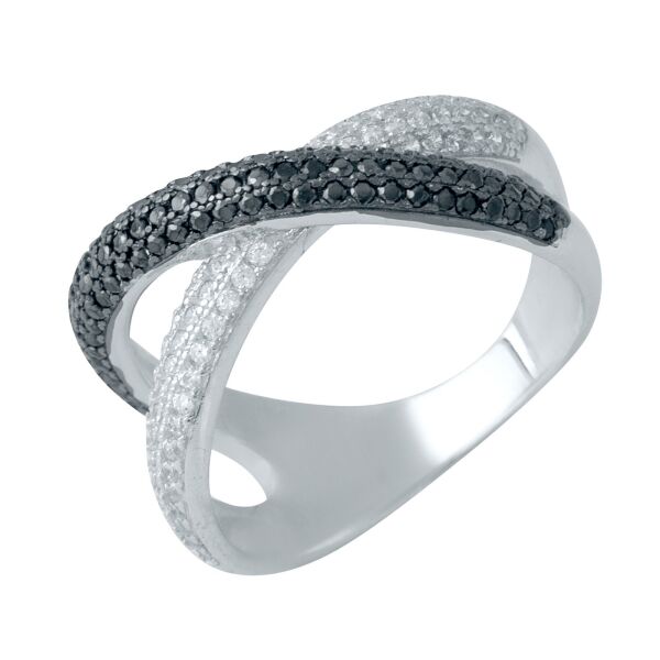 Кольцо из серебра с куб. циркониями, размер 18 (1689027)