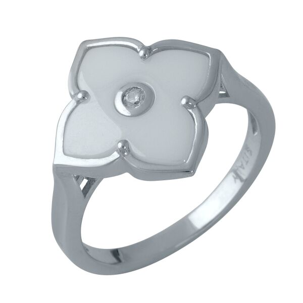 

Кольцо из серебра с куб. цирконием и керамикой, размер 16 (1696212)