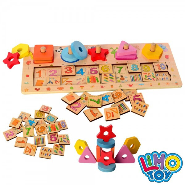 

Деревянная игрушка Limi Toy Набор первоклассника MD 2183 геометика / счеты