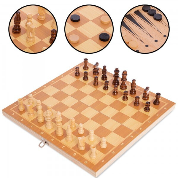 

Настольная игра Шахматы, шашки, нарды 3 в 1 деревянные Zelart W7723