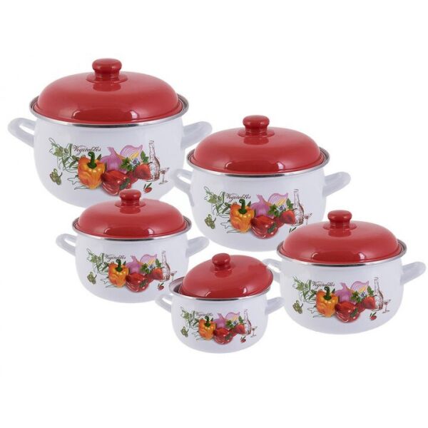 

Набор эмалированной посуды 5 шт кастрюли нержавеющая эмалированная сталь индукционное дно (562-Нов) Овощи