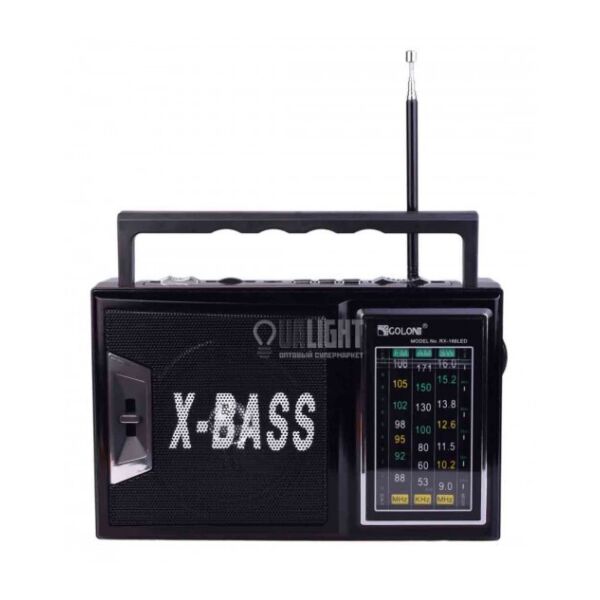 Радио RX 166 LED, Радио с led фонариком, Радиоприемник от сети и батареек, Радиоколонка переносная с фонарем