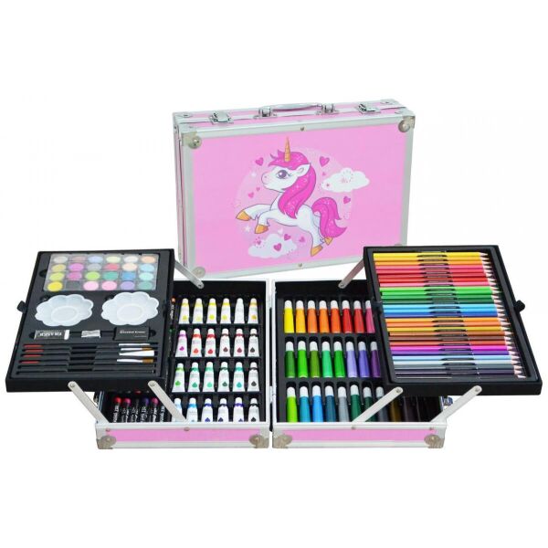Акція на Набор для рисования и творчества Единорог для девочек  в алюминиевом чемоданчике 145 предметов UNICORN від Allo UA