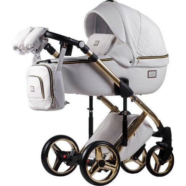 

Коляска универсальная 2 в 1 Adamex Lucianо Polar (Gold) Белая кожа