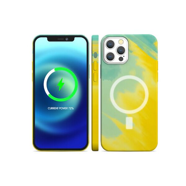 

Магнитный чехол для телефона Streamlive для iPhone 12 Pro Max Magsafe, защита от жидкости, силиконовый, Gradient Yellow
