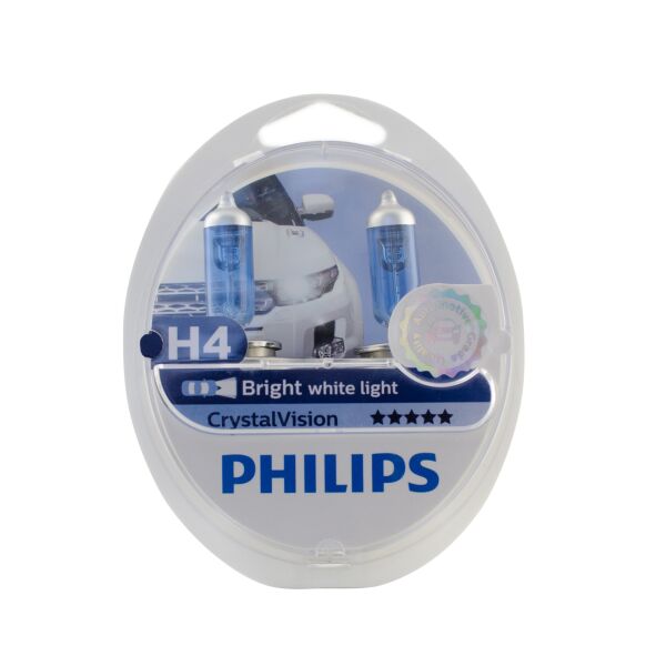 

Авто лампи PHILIPS H4 Cristal Vision + 2x W5W 12V 60/55W P43t-38 (12342CVS2)