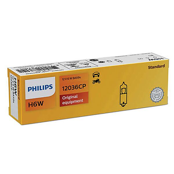 

Лампа авто PHILIPS H6W 12V 6W BAX9s (12036CP)
