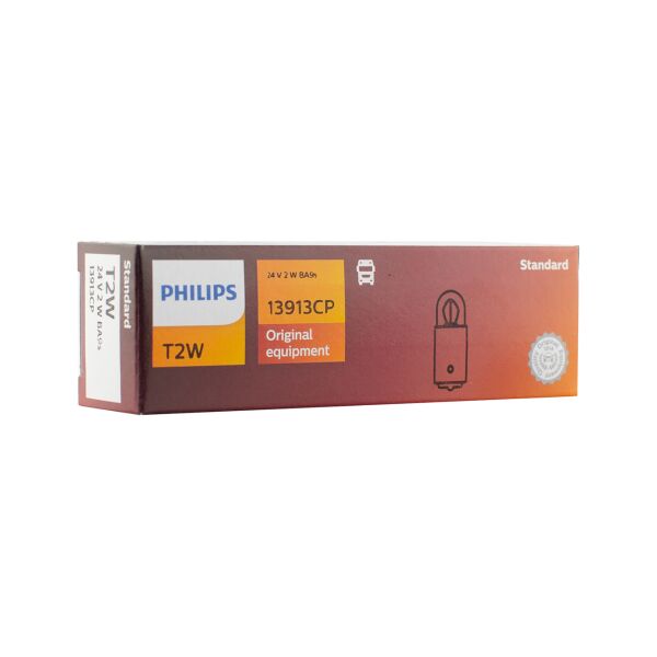 

Авто лампи PHILIPS T2W 24V 2W BA9s (13913CP)