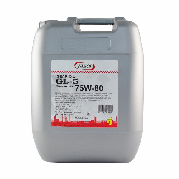 

Трансмісійна олива JASOL GEAR OIL GL-5 75W-80 SEMISYNTHETIC, 20L (0325007)