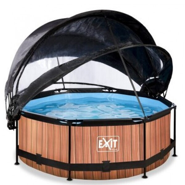 

Бассейн каркасный Exit Toys EXIT 244 х 76 см / 2780 л Коричневый с отделкой под дерево круглый с куполом и тентом + насос 20 Вт