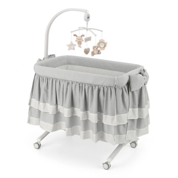 

Кроватка-колыбель приставная Cam Cullami Luxe T151 Grey на колесах с постелью и матрасом + функция качания и 8 положений высоты