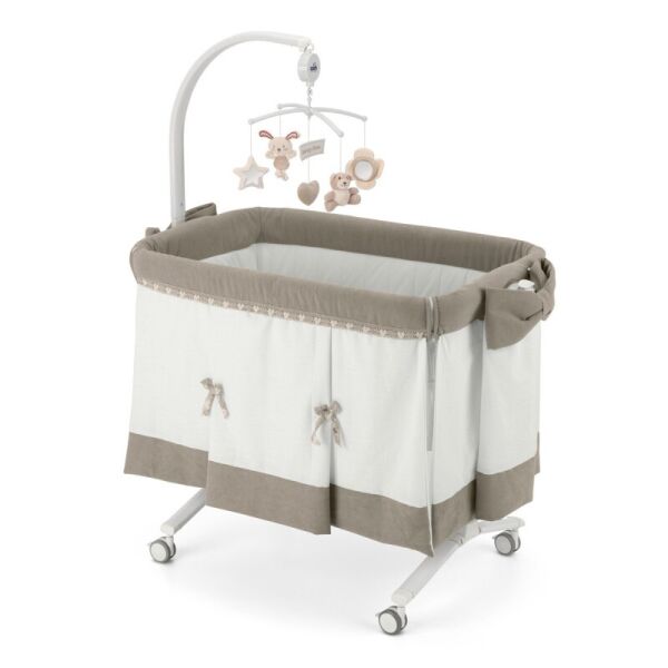 

Кроватка-колыбель приставная Cam Cullami Topi T148 Beige на колесах с постелью и матрасом + функция качания и 8 положений высоты