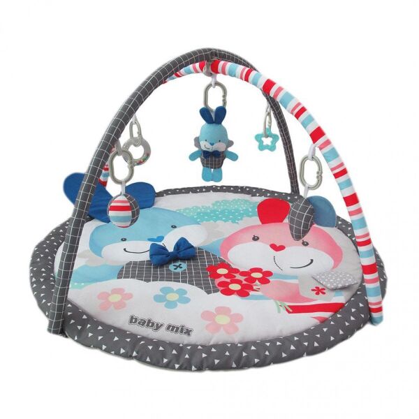 

Развивающий коврик Baby Mix 3508PP Кролики друзья 45017 Красный/Серый с принтом + 2 дуги и 5 игрушек