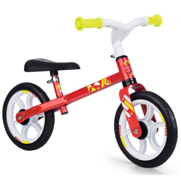 

Беговел двухколесный Smoby Toys 770204 Молния Красный/Желтый металлический с бесшумными колесами Whisper