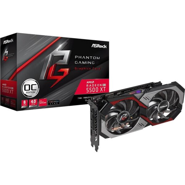 

Видеокарта ASRock, Radeon RX 5500 XT, Phantom Gaming D OC, 8Gb GDDR6, 128-bit, HDMI/3xDP, 1845/14000MHz, 8-pin (RX5500XT PGD 8GO)