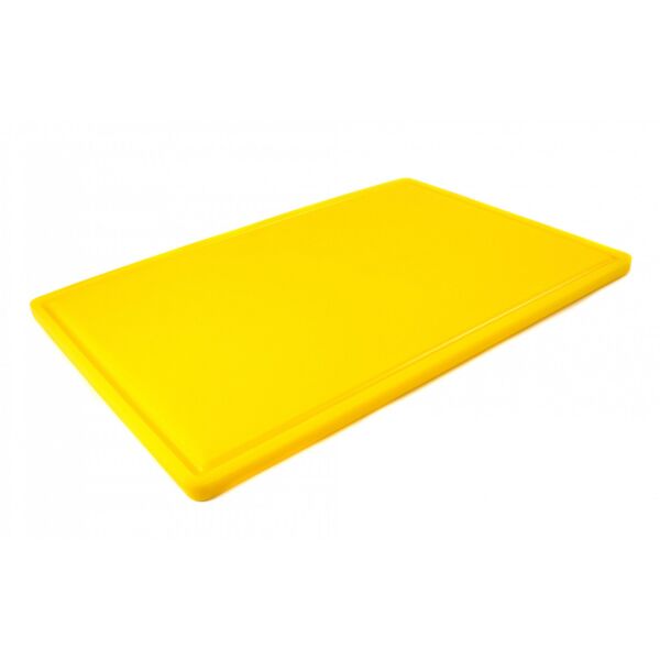 

Доска разделочная HDPE с желобом, 600 × 400 × 18 мм, 6 противоскользящих ножек, желтая