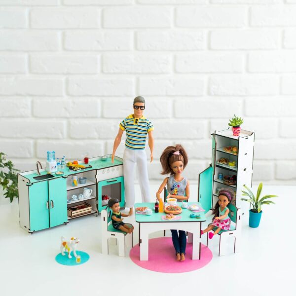 

Мебель для кукольного домика Barbie NestWood Кухня мятная (kmb004m)