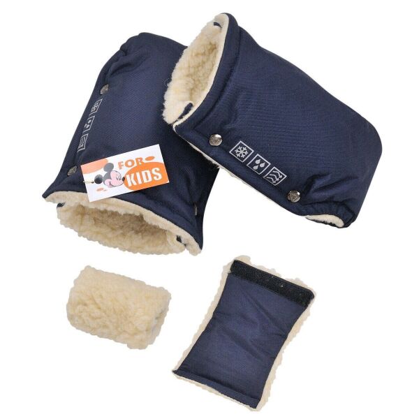 

Рукавицы-муфта на коляску и на овчине For Kids темно-синие