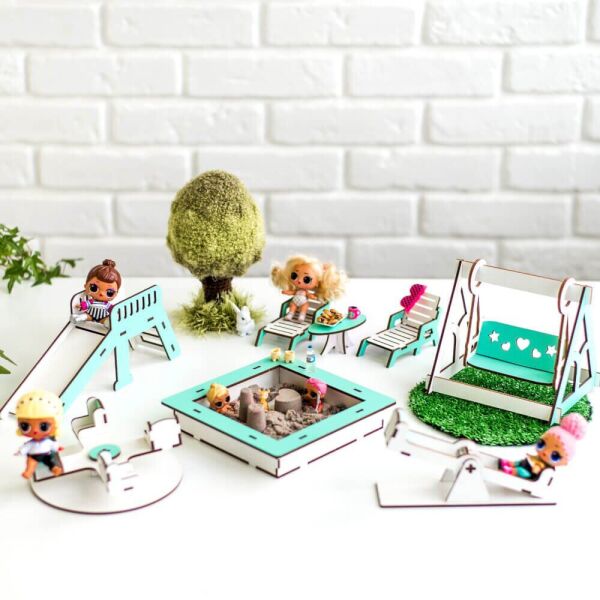 

Игровой набор NestWood Детская площадка для кукол L.O.L. Surprise мятная (kml004m)