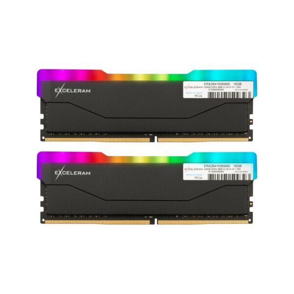 

Память Exceleram 16 GB (2x8GB) DDR4 3600 MHz RGB X2 Series Black (ERX2B416369AD)