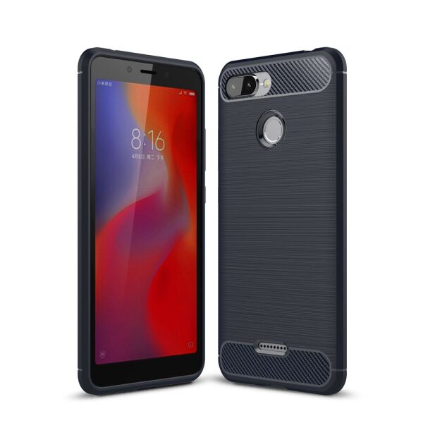 

Чехол накладка для Xiaomi Redmi 6 силиконовый, Carbon Fiber, темно-синий