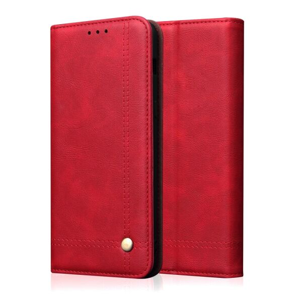 

Чехол книжка для Huawei P Smart Z боковой с отсеком для визиток, Crazy Horse, Красный