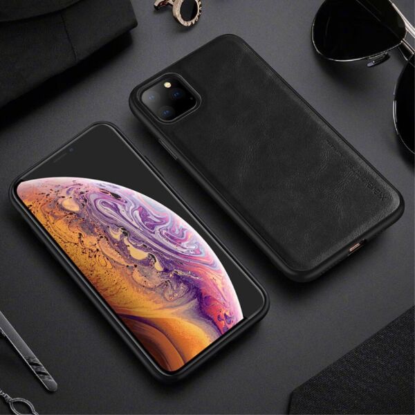

Чехол для iPhone 11 PRO силиконовый с кожаной поверхностью, X-LEVEL, Business Style, Черный
