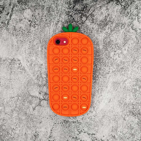 

Чехол антистресс Pop It для iPhone 8 силиконовый, Bubble, Морковка