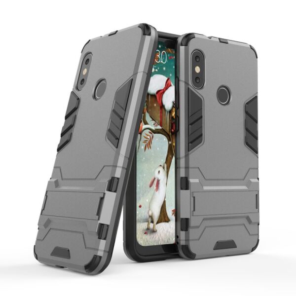 

Чехол накладка для Xiaomi Mi A2 Lite / Xiaomi Redmi 6 Pro противоударный силиконовый с пластиком Alien, Серый