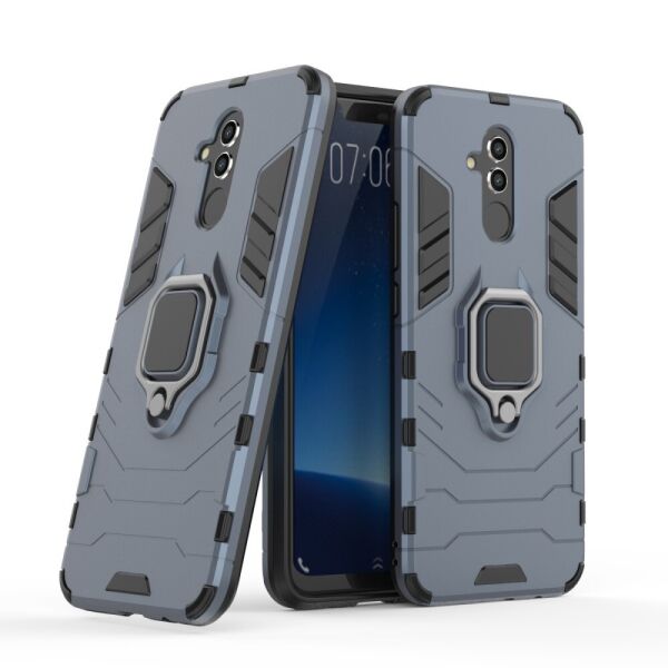 

Чехол накладка для Huawei Mate 20 Lite противоударный с кольцом, Robot Case, Темно-синий
